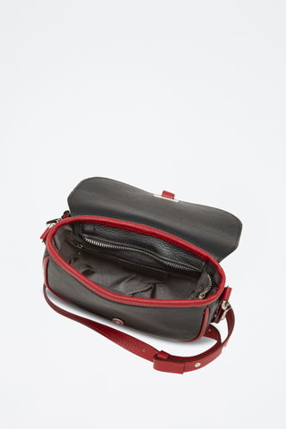 Sac bandoulière en cuir Neva - Noir et rouge