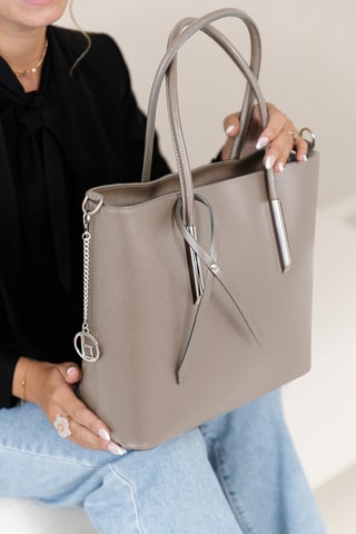 Borsa a mano in pelle Mallero - Taupe