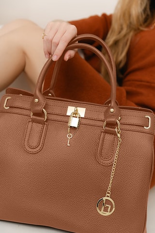 Borsa a mano in pelle Nure - Marrone