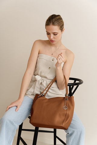 Shopping bag in pelle Merula - Marrone