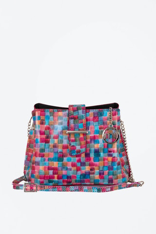 Borsa a tracolla in pelle Frascati - Rosso, blu e verde