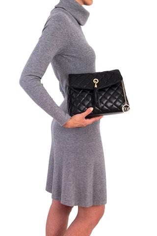 Borsa a tracolla in pelle Crema - Nero
