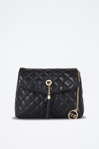Borsa a tracolla in pelle Crema - Nero