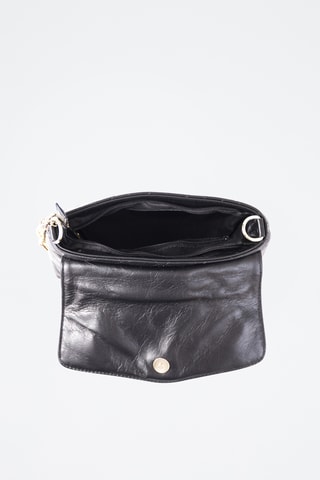 Borsa a tracolla in pelle Crema - Nero