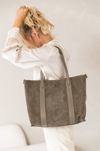 Borsa a spalla in pelle Bersezio - Taupe