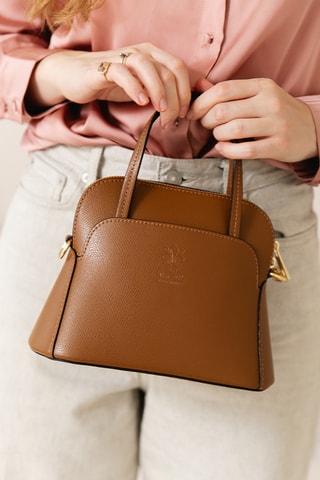 Borsa a mano in pelle Bozzone - Marrone
