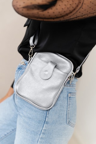 Sac bandoulière en cuir Paglia - Argenté