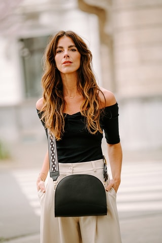 Sac bandoulière en cuir Marghera - Blanc, doré et noir