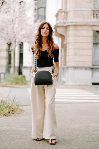Sac bandoulière en cuir Marghera - Blanc, doré et noir