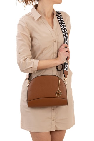 Sac bandoulière en cuir Marghera - Blanc, doré, marron et noir