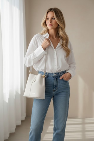 Sac seau en cuir Vepra - Beige