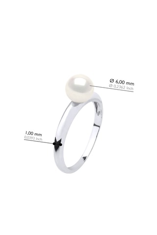 Anillo - Oro blanco y perla cultivada de agua dulce