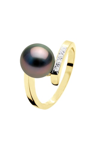 Anillo - Oro amarillo, perla cultivada de agua dulce y diamantes