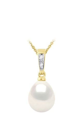 Colgante - Oro amarillo, diamante y perla cultivada