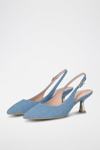 Escarpins en jean - Blanc, bleu et argenté