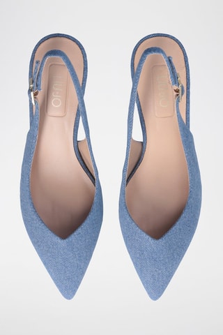 Escarpins en jean - Blanc, bleu et argenté