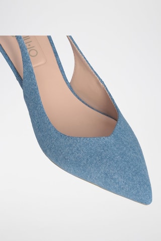 Escarpins en jean - Blanc, bleu et argenté