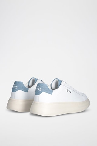Sneakers en cuir - Blanc, beige et bleu