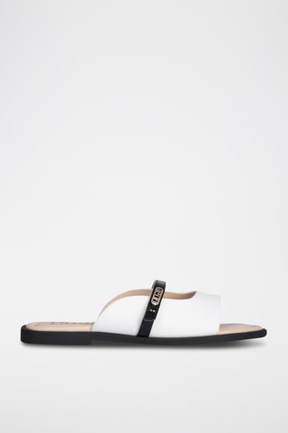 Mules - Blanc - Blanc et noir