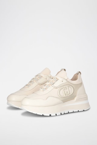 Sneakers plateformes en cuir Amazing - Beige - Beige, blanc et doré