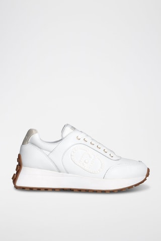 Baskets en cuir Lolo - Blanc et rose