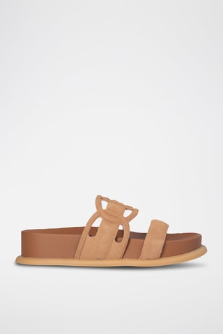 Mules en nubuck Loren - Beige et argenté