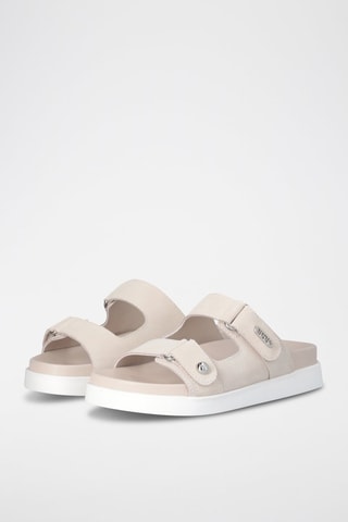 Mules en cuir - Blanc et argenté