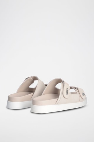 Mules en cuir - Blanc et argenté