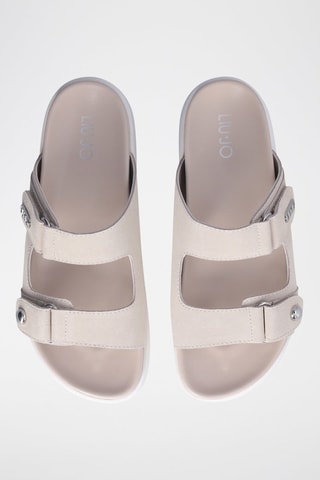 Mules en cuir - Blanc et argenté