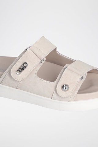 Mules en cuir - Blanc et argenté