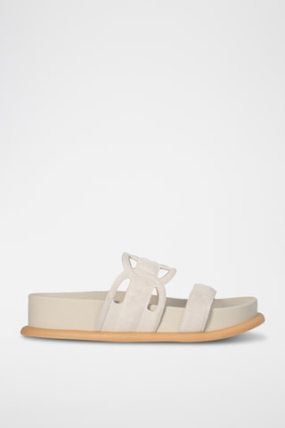Mules plateformes en cuir - Beige