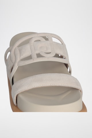 Mules plateformes en cuir - Beige