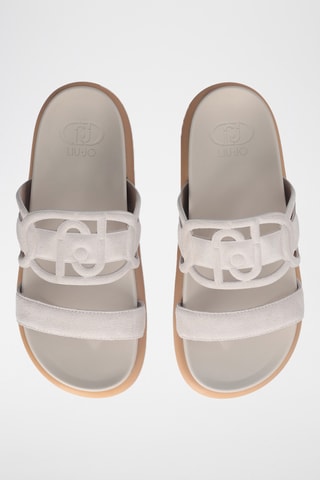 Mules plateformes en cuir - Beige