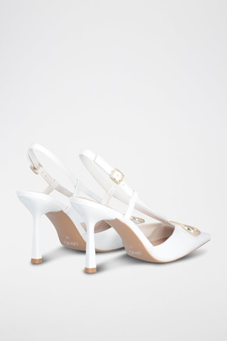 Escarpins en cuir Sabry - Blanc, beige et doré