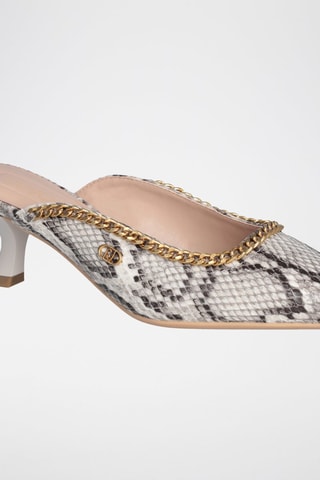 Mules à talons Gemy - Blanc, noir et doré