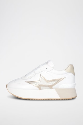 Sneakers plateformes en cuir Dreamy - Blanc et doré
