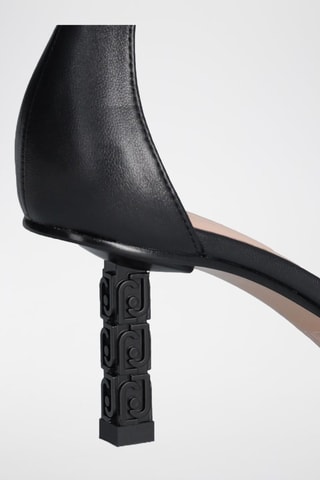 Sandales à talons en cuir - Noir