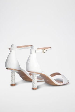 Sandales à talons en cuir Ale - Blanc, beige et doré