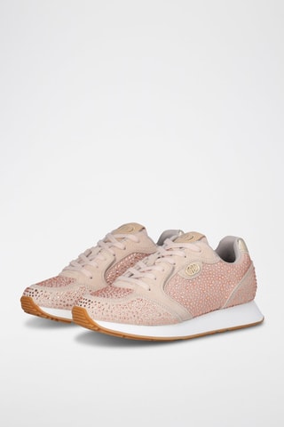 Sneakers en cuir Vibe - Beige, blanc et doré