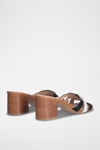 Mules à talons en cuir - Noir