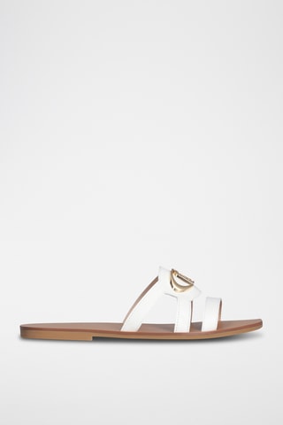 Mules en cuir - Blanc et doré