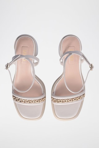 Sandales à talons en cuir Gisele - Beige