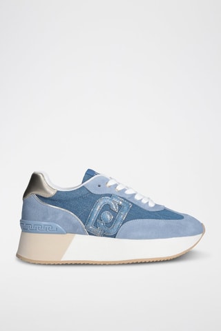Baskets plateformes en nubuck Dreamy - Blanc, bleu et argenté