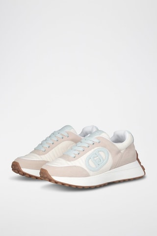Baskets en nubuck Lolo - Blanc, beige et bleu