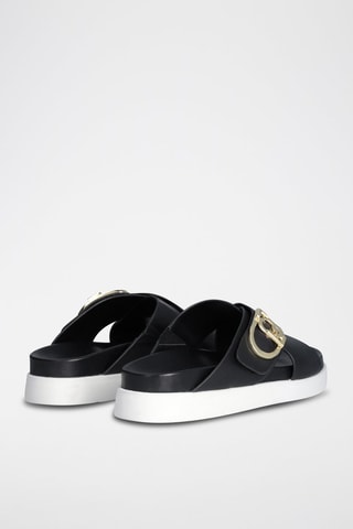 Mules plateformes en cuir - Noir