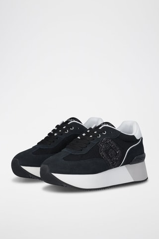 Sneakers plateformes en cuir Dreamy - Blanc, noir et gris