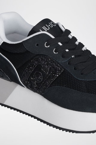 Sneakers plateformes en cuir Dreamy - Blanc, noir et gris
