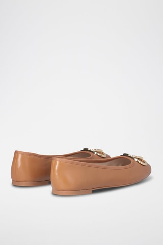 Ballerines en cuir de mouton Dafne - Beige et argenté