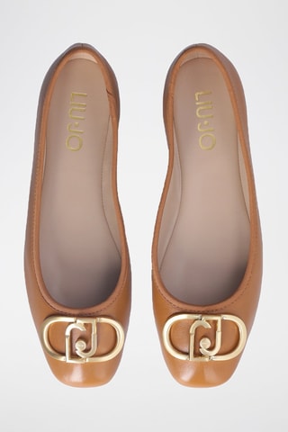 Ballerines en cuir de mouton Dafne - Beige et argenté