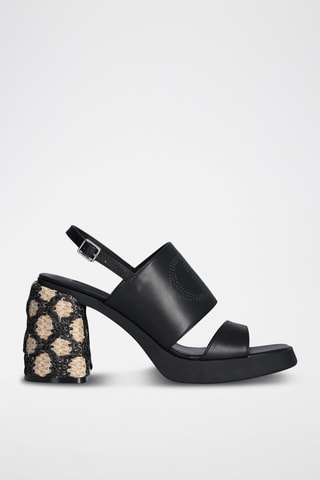 Sandales à talons en cuir Gisele - Noir